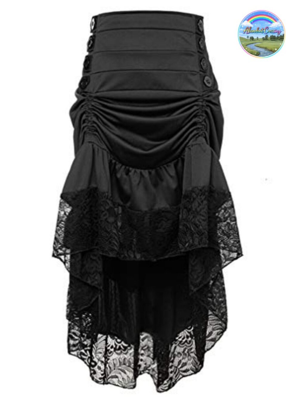Steampunk High Low Skirt Lace Trim Ruffled Victorian Gothic Cosplay
